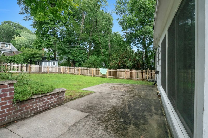 Fenced backyard featuring a patio area