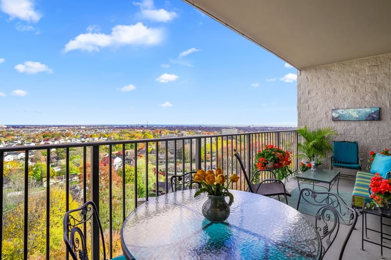 Balcony overlooking LI Sound.