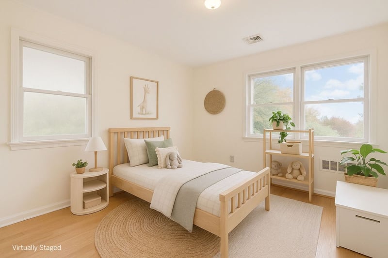 Virtually staged bedroom on main level