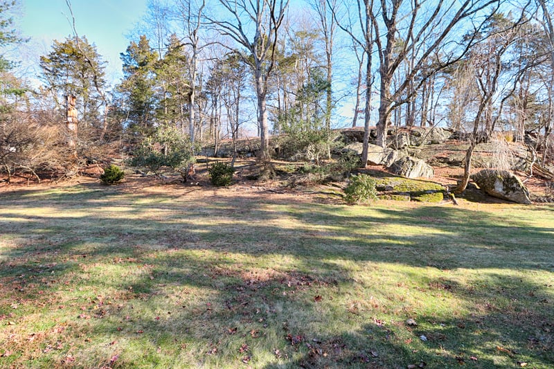 Natural outcropping provides backyard privacy.